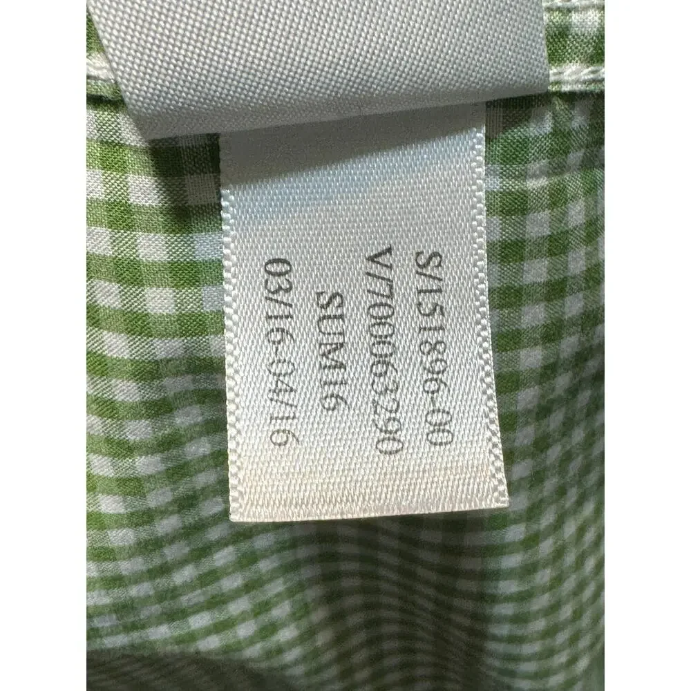 Banana Republic Slim Fit Gingham Button Shirt Green White Cotton XL